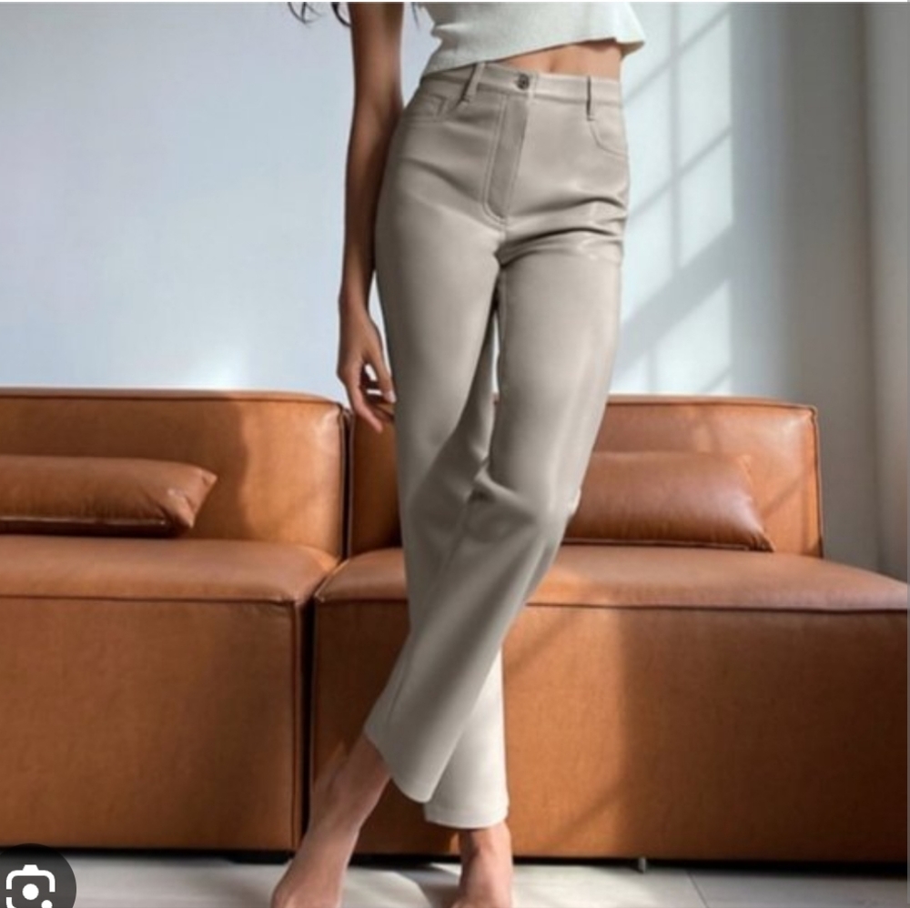 ARITZIA WILFRED I 0 Melina Faux Leather Full Length Pants I taupe